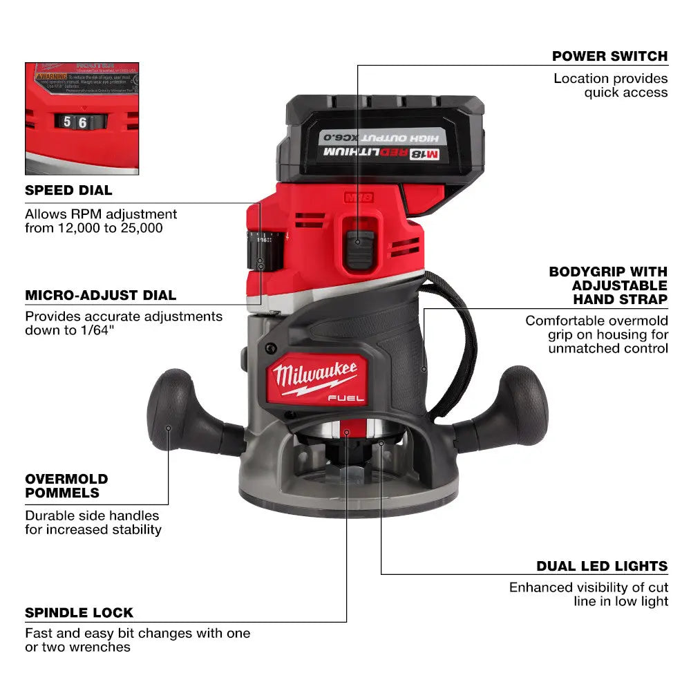 Milwaukee 2838-21 - M18 FUEL™  1/2" Router Kit - Wise Line Tools
