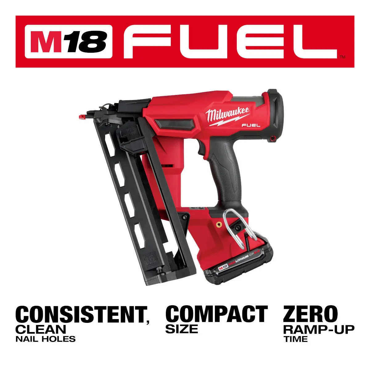 Milwaukee 2841-21CT - M18 FUEL™ 16 Gauge Angled Finish Nailer Kit - Wise Line Tools