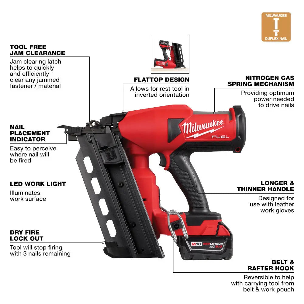 Milwaukee 2844-21 - M18 FUEL™ Duplex Nailer Kit - Wise Line Tools
