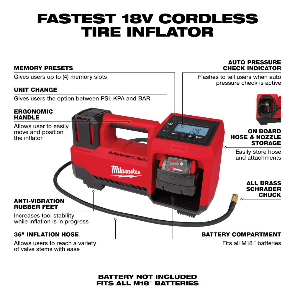 Milwaukee 2848-20 - M18™ Inflator - Wise Line Tools