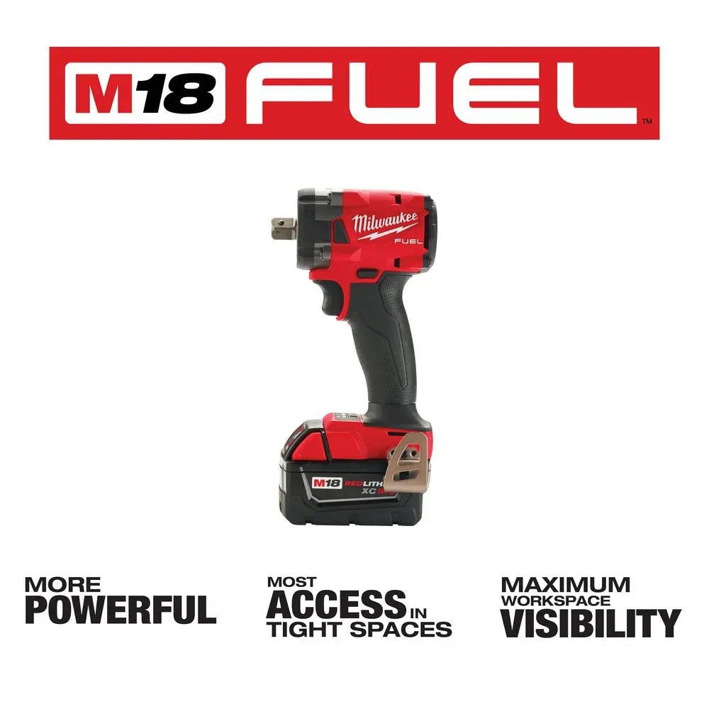 Milwaukee 2855P-22R - M18 FUEL™ 1/2" Compact Impact Wrench w/ Pin Detent Kit - Wise Line Tools