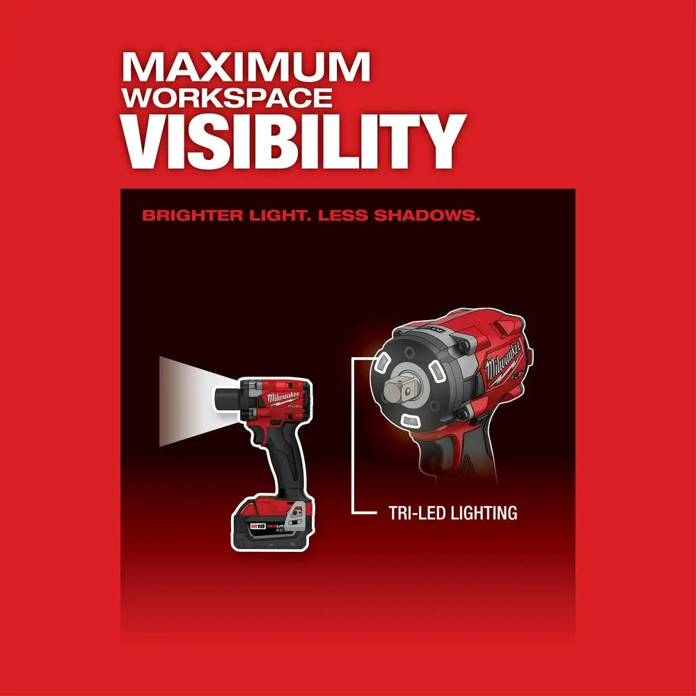 Milwaukee 2855P-22R - M18 FUEL™ 1/2" Compact Impact Wrench w/ Pin Detent Kit - Wise Line Tools