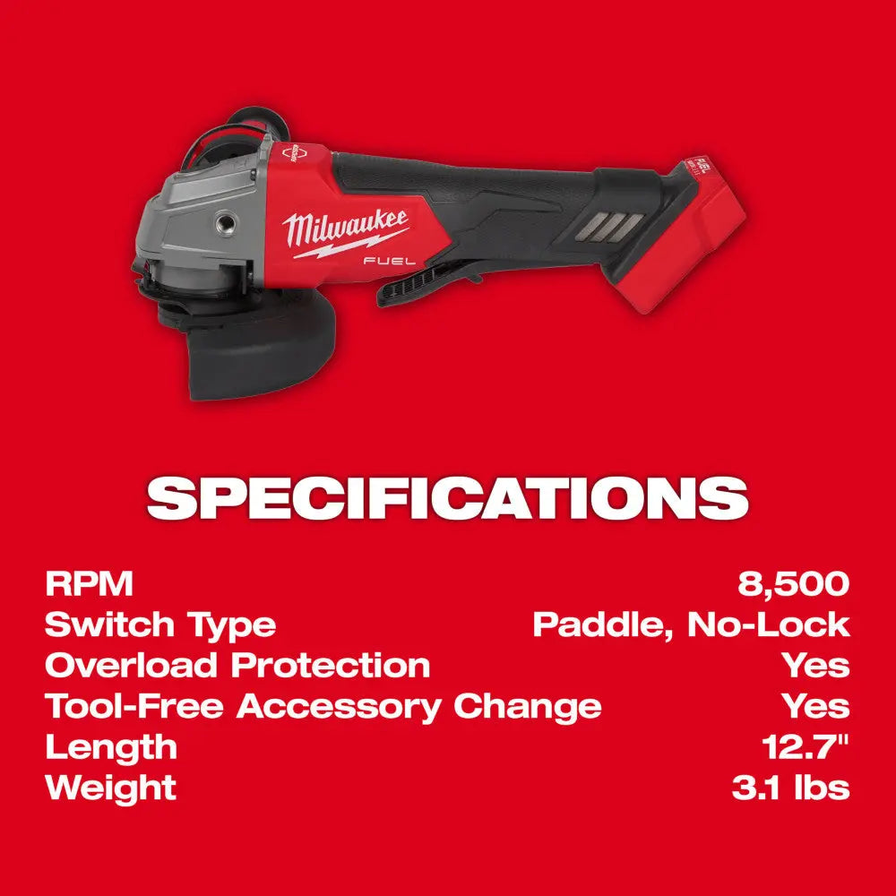 Milwaukee 2880-22 - M18 FUEL™ 4-1/2" / 5" Grinder Paddle Switch, No-Lock Kit - Wise Line Tools
