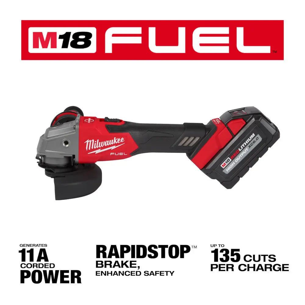 Milwaukee 2881-22 - M18 FUEL 18 Volt Lithium-Ion Brushless Cordless 4-1/2 in. / 5 in. Grinder Slide Switch, Lock-On Kit - Wise Line Tools