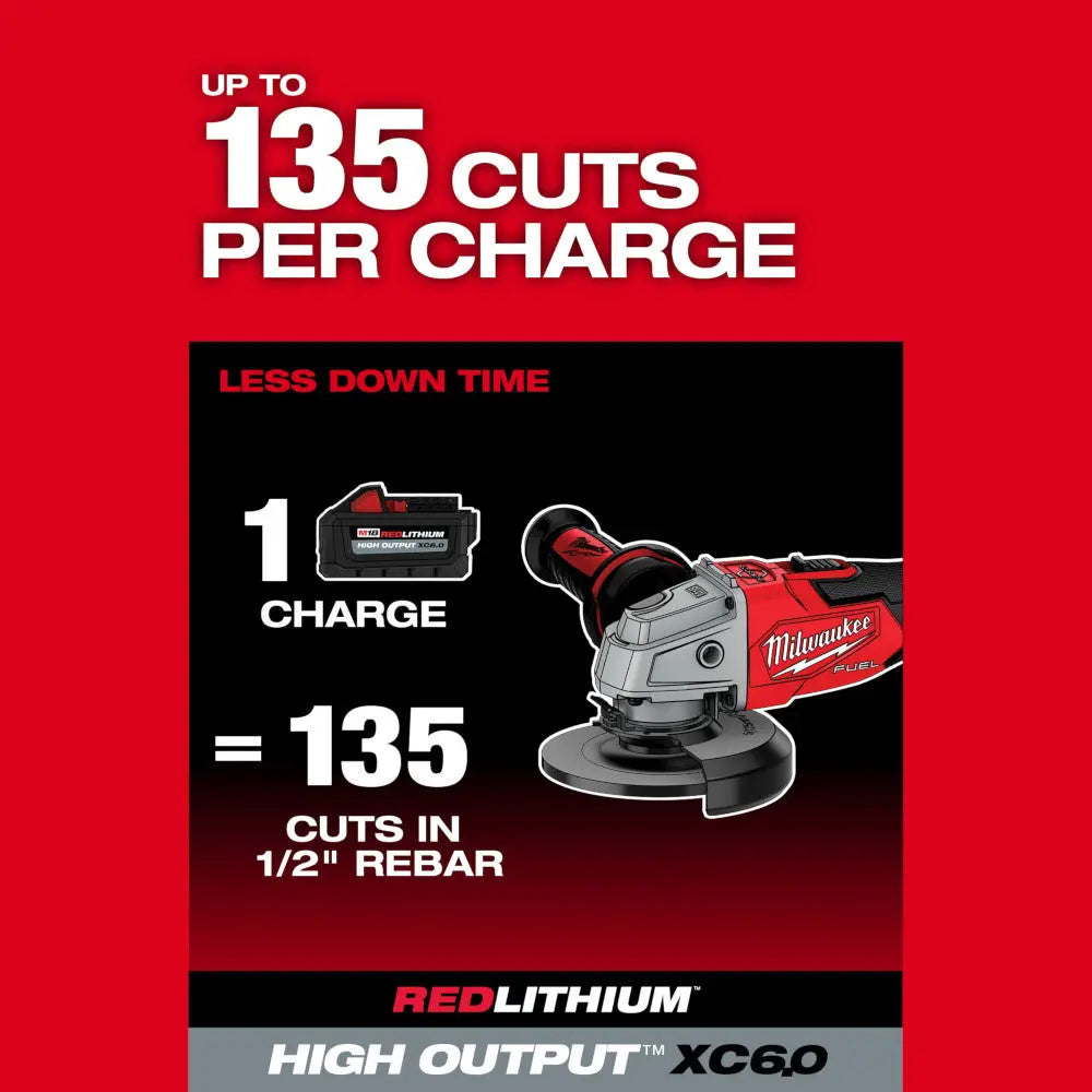 Milwaukee 2881-22 - M18 FUEL 18 Volt Lithium-Ion Brushless Cordless 4-1/2 in. / 5 in. Grinder Slide Switch, Lock-On Kit - Wise Line Tools