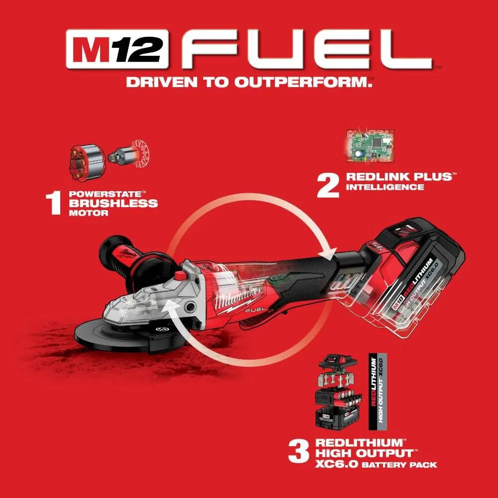 Milwaukee 2886-20 - M18 FUEL™ 5" Flathead Braking Grinder, Paddle Switch No-Lock - Wise Line Tools