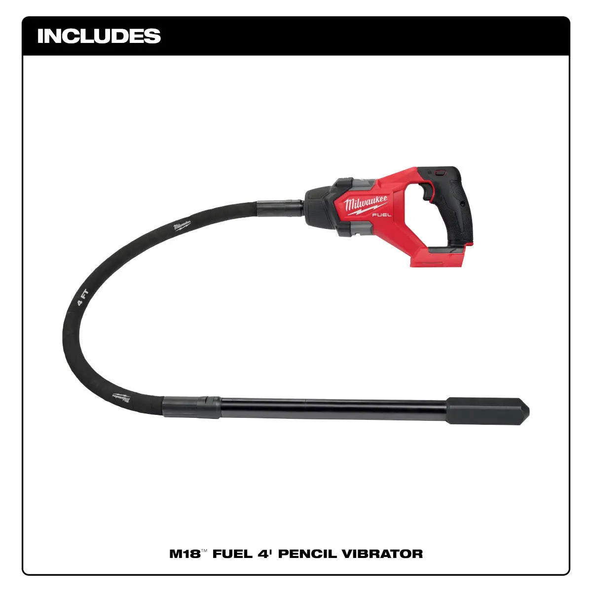 Milwaukee 2910-20 - M18 FUEL™ 4' Concrete Pencil Vibrator - Wise Line Tools