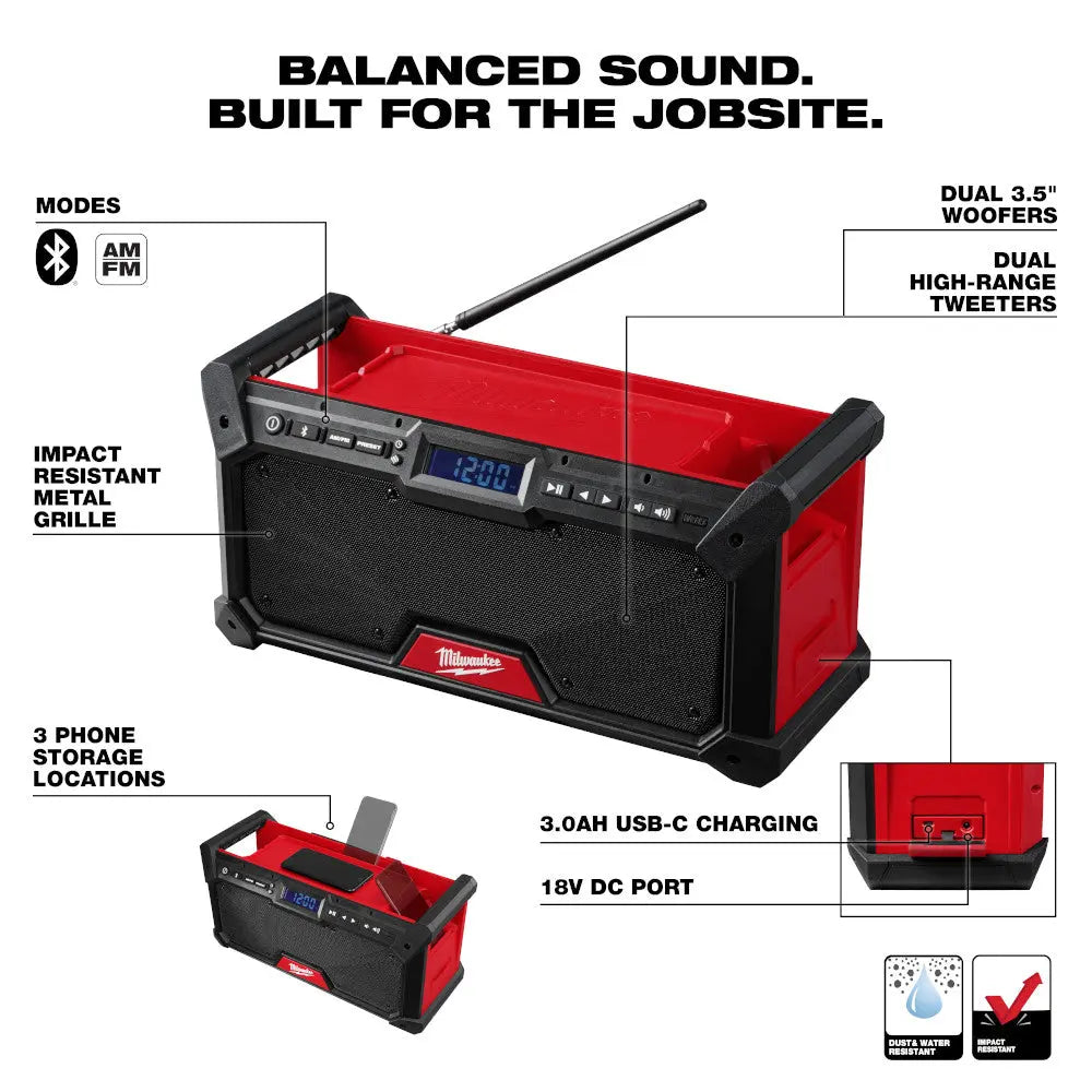 Milwaukee 2952-20 - M18™ Bluetooth® Jobsite Radio - Wise Line Tools
