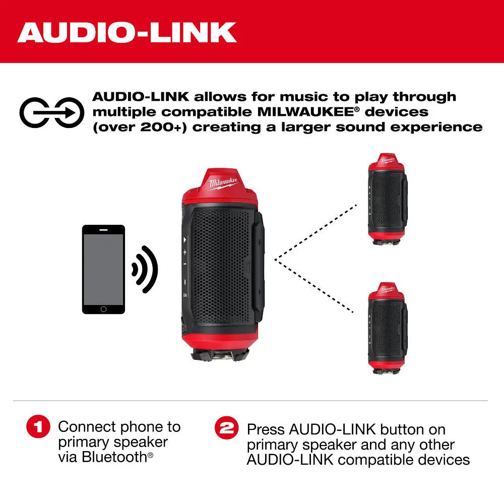 Milwaukee 2955-20 - M12™ Bluetooth® Jobsite Speaker w/ PACKOUT™ Compatibility - Wise Line Tools