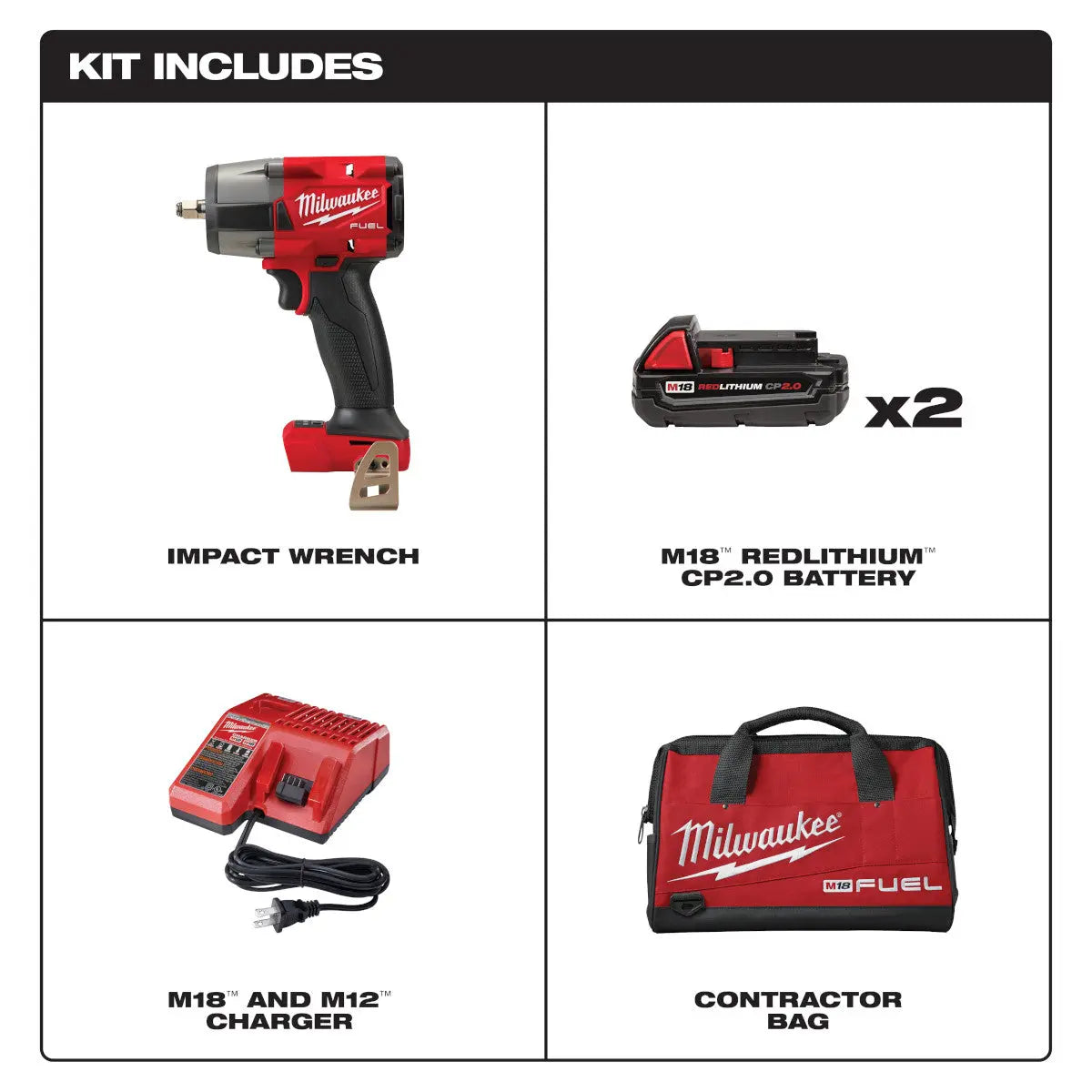 Milwaukee 2960-22  -  M18 FUEL™ 3/8 Mid-Torque Impact Wrench w/ Friction Ring Kit