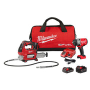 Milwaukee 2967-22GG - M18 FUEL™ 1/2" HTIW w/ Friction Ring & Grease Gun Combo Kit - Wise Line Tools
