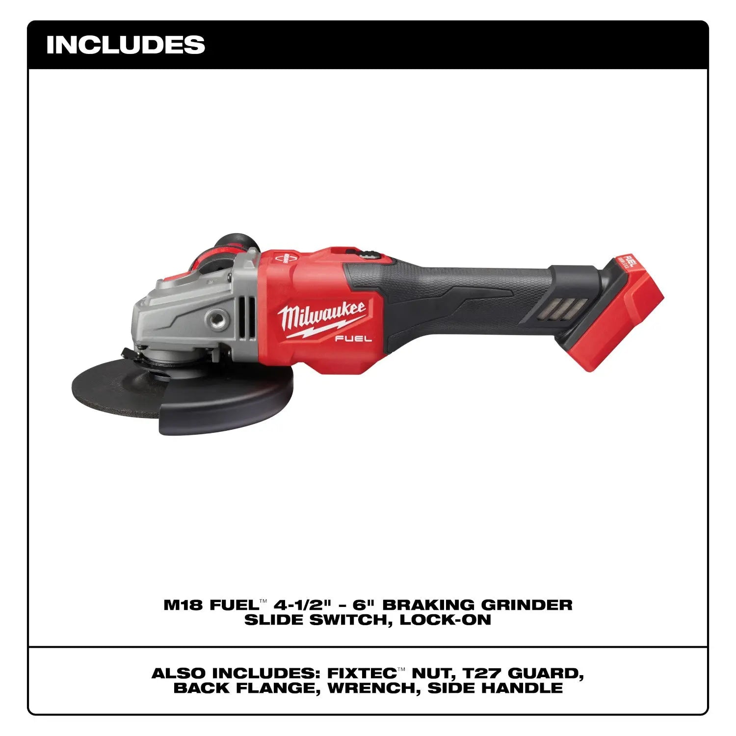 Milwaukee 2981-20 - M18 FUEL™ 4-1/2 in.-6 in. Lock-On Braking Grinder with Slide Switch - Wise Line Tools