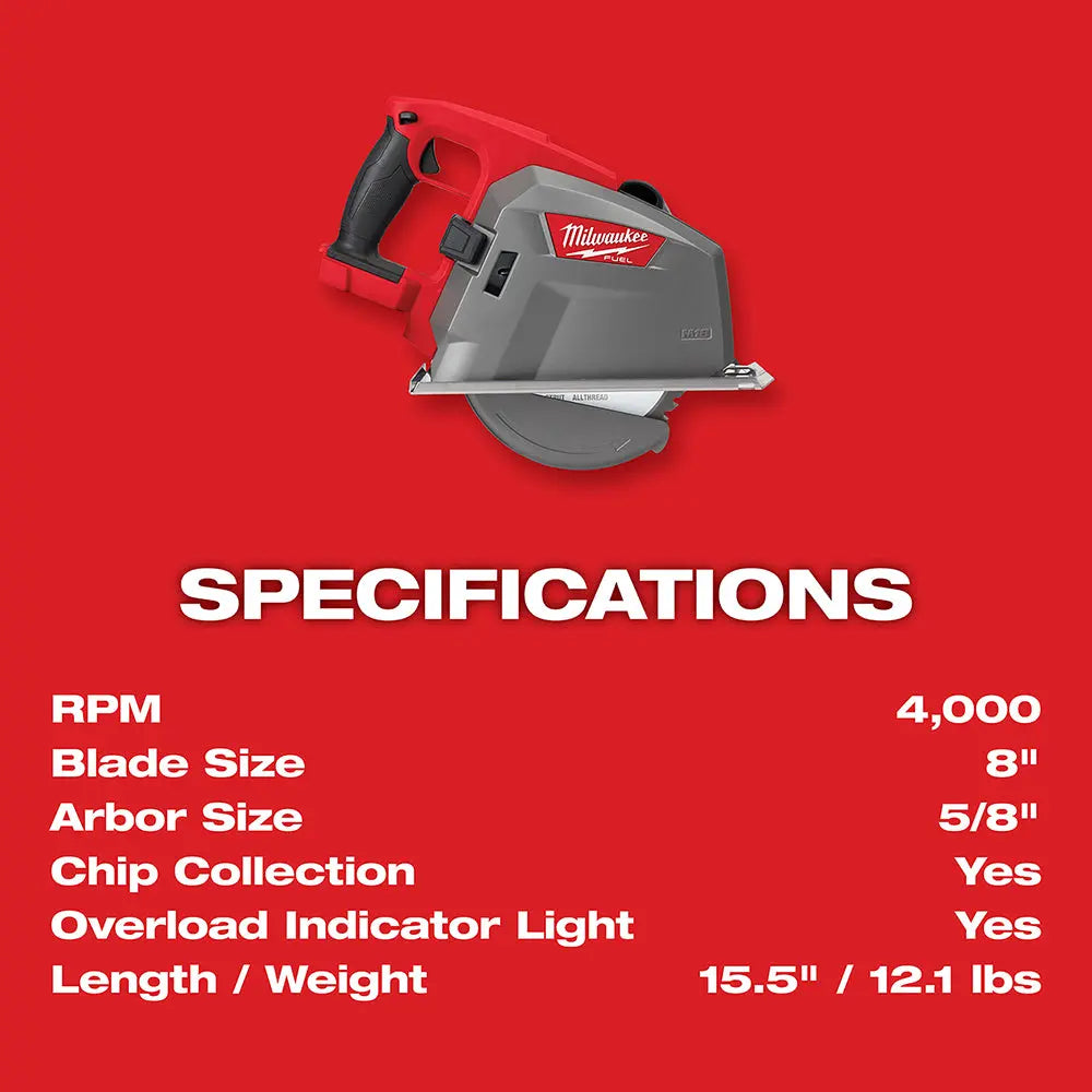 Milwaukee 2982-20 - M18 FUEL™ 8 in. Metal Cutting Circular Saw - Wise Line Tools