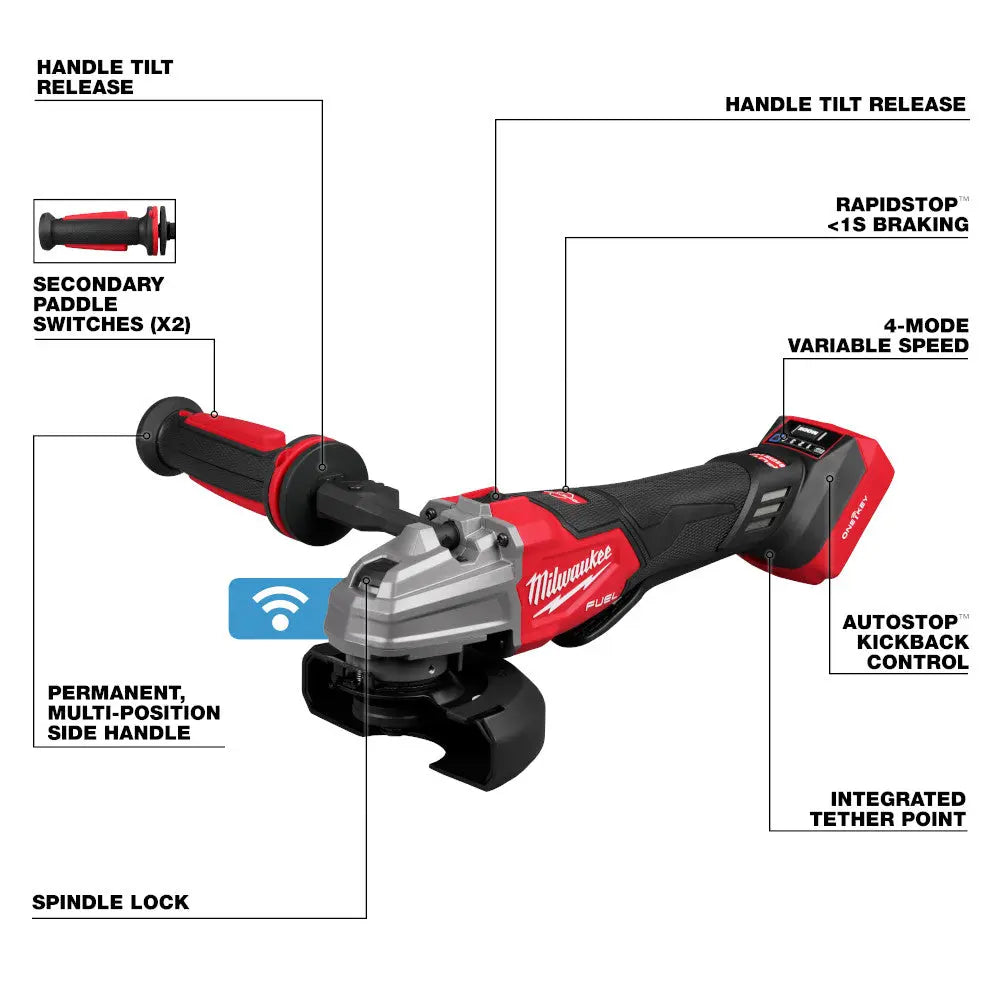 Milwaukee 2986-20 - M18 FUEL™ 4-1/2" / 5" Dual-Trigger Braking Grinder - Wise Line Tools