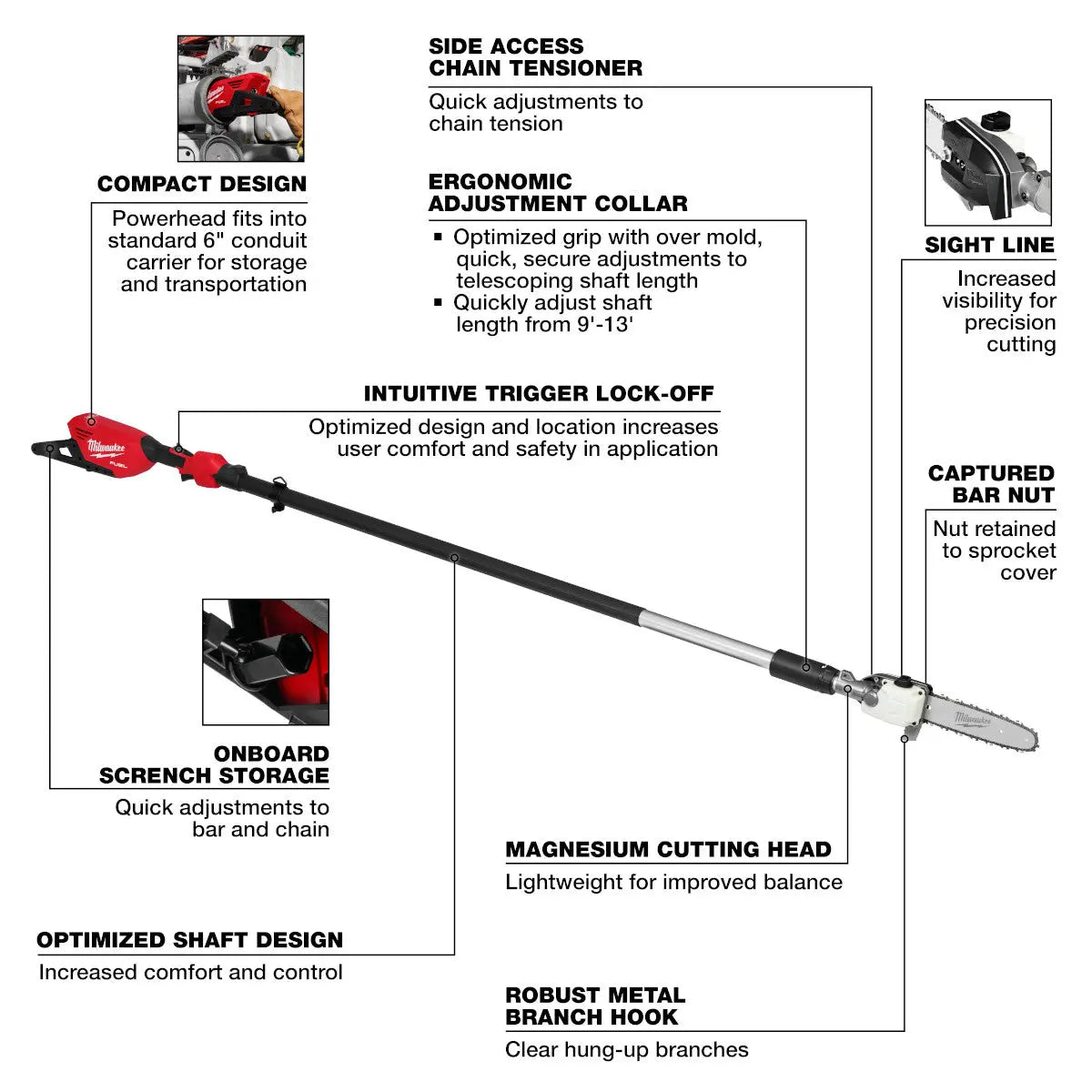 Milwaukee 3013-20 - M18 FUEL™ Telescoping Pole Saw - Wise Line Tools