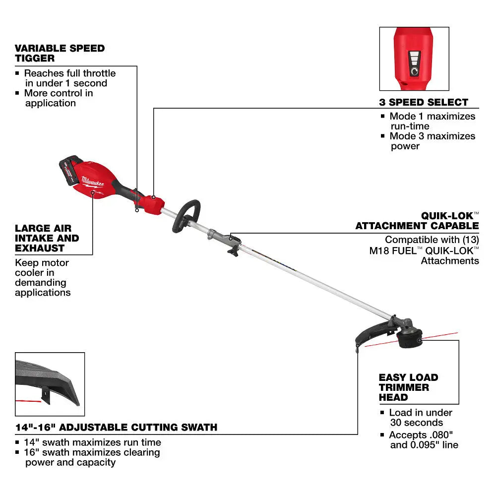 Milwaukee 3016-21ST - M18 FUEL™ String Trimmer w/ QUIK-LOK™ Kit - Wise Line Tools