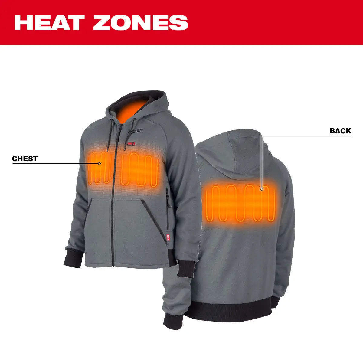 Milwaukee 306G-20M - M12™ Heated Hoodie Gray Medium - Wise Line Tools