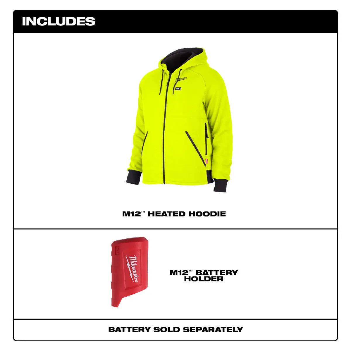 Milwaukee 306HV-202X - M12™ Beheizter Hoodie Hi-Vis 2X