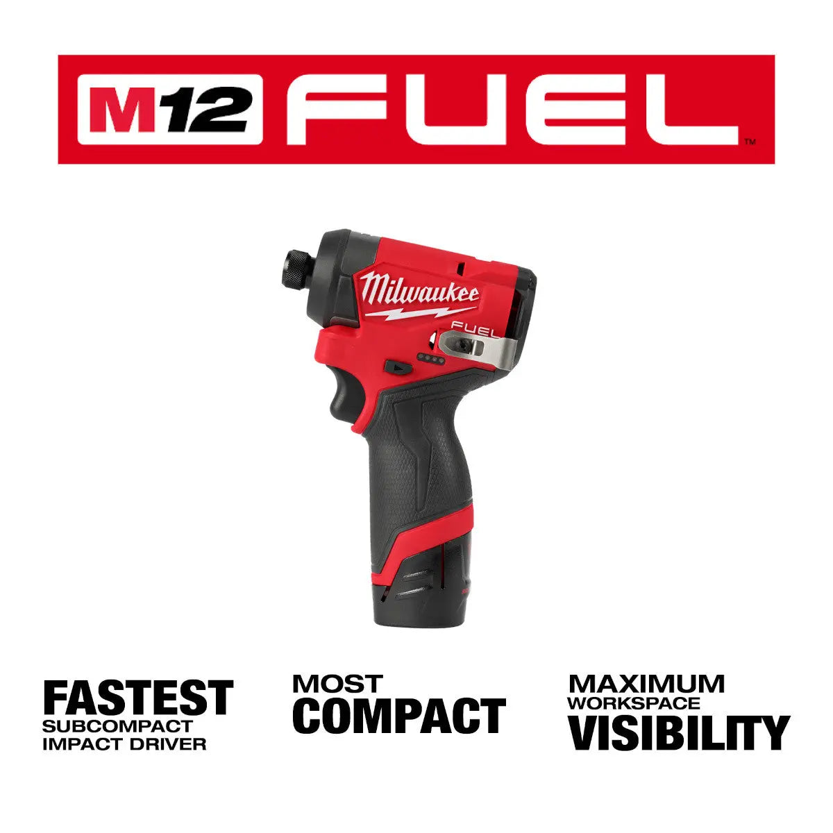 Milwaukee 3453-22 - M12 FUEL™ 1/4" Hex Impact Driver Kit - Wise Line Tools