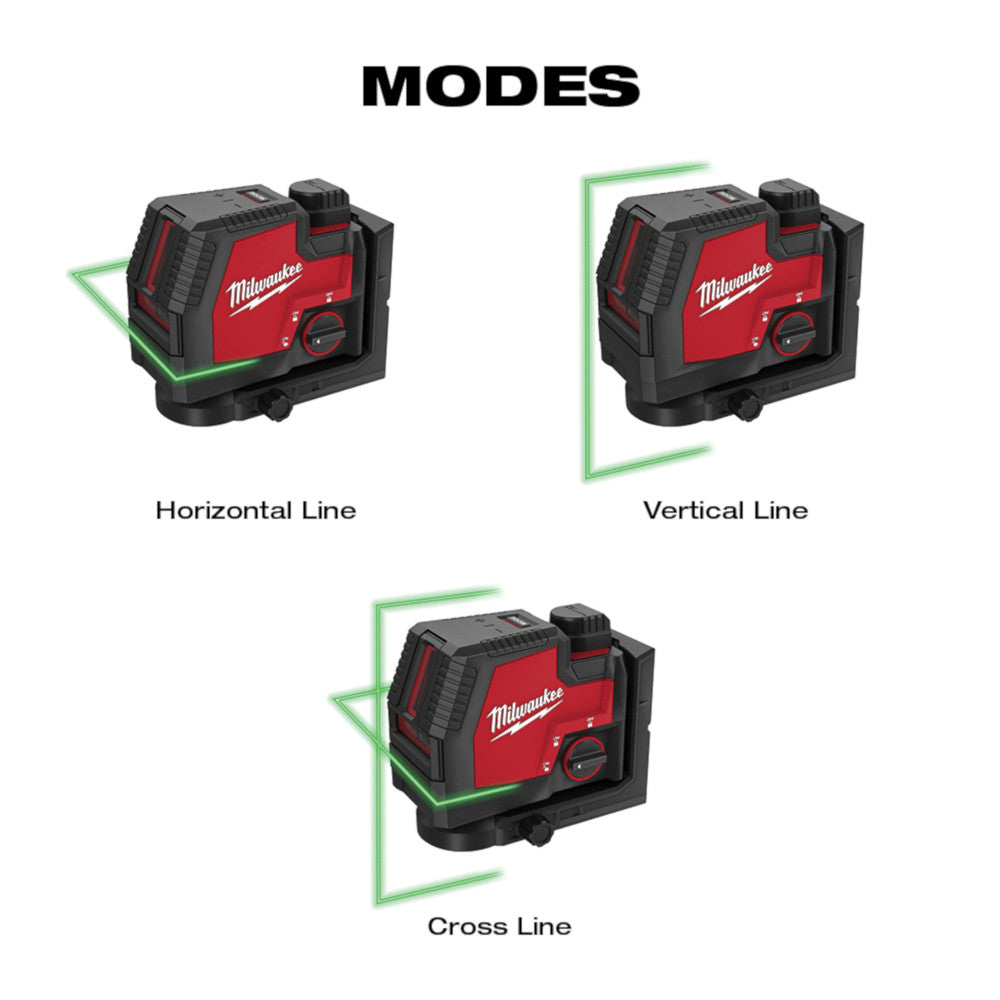 Milwaukee 3521-21 - USB Rechargeable Green Cross Line Laser - Wise Line Tools