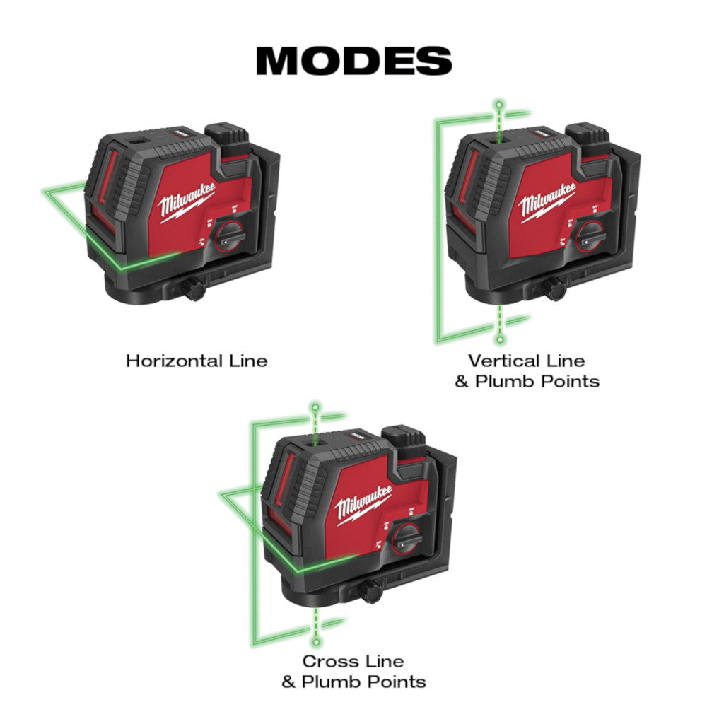 Milwaukee 3522-21 - USB Rechargeable Green Cross Line & Plumb Points Laser - Wise Line Tools