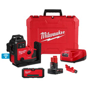 Milwaukee 3642-21 - M12™ Green 360° 3-Plane Laser w/Automatic Alignment & Receiver - Wise Line Tools