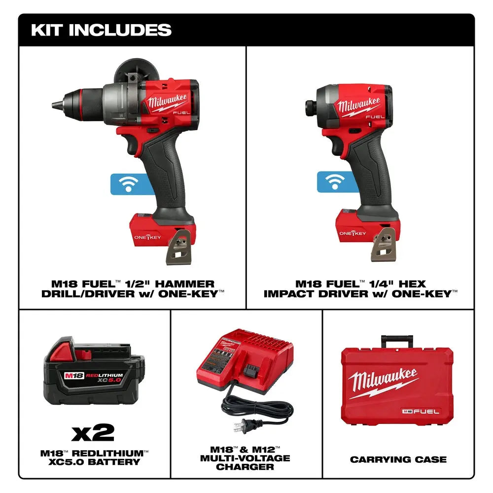 Milwaukee 3696-22 - M18 FUEL™  2-Tool Combo Kit w/ ONE-KEY™ - Wise Line Tools