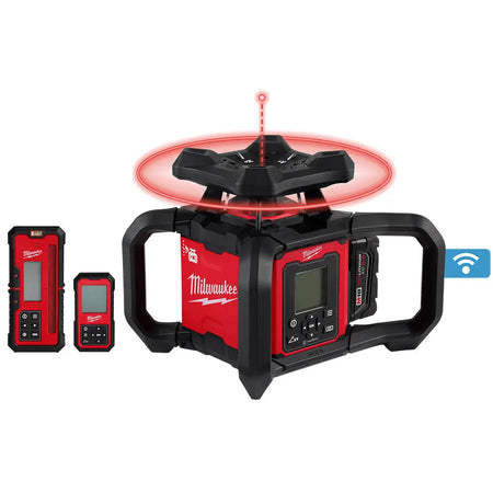 Milwaukee 3704-21 - M18™ Red Exterior Dual Slope Rotary Laser Level Kit w/ Receiver & Remote - Wise Line Tools