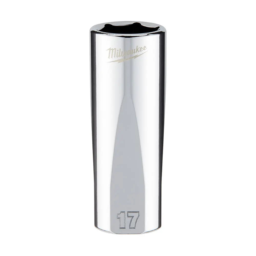 Milwaukee 45-34-0117 - 3/8 in. Drive 17mm Metric 6-Point Deep Socket - Wise Line Tools