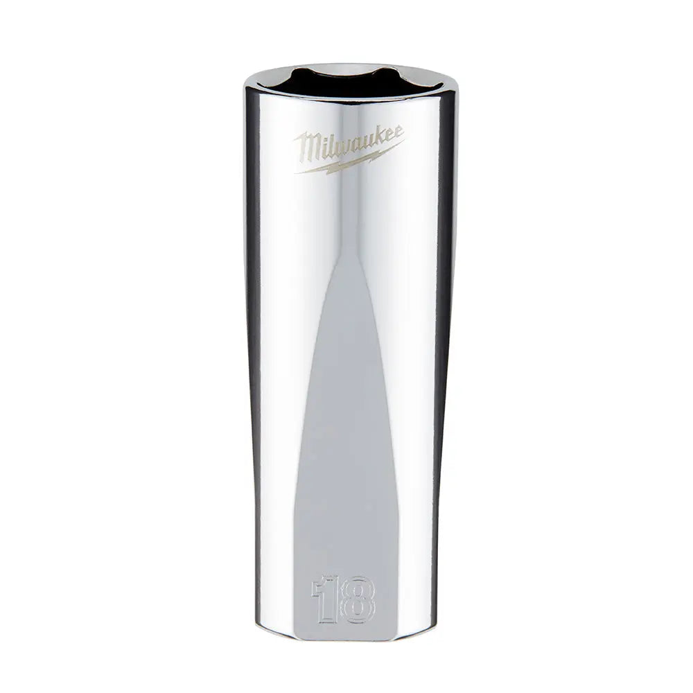 Milwaukee 45-34-0118 - 3/8 in. Drive 18mm Metric 6-Point Deep Socket - Wise Line Tools