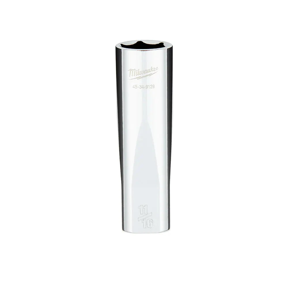 Milwaukee 45-34-9129 - 1/2 in. Drive 11/16 in. SAE 6-Point Deep Socket with FOUR FLAT™ Sides - Wise Line Tools