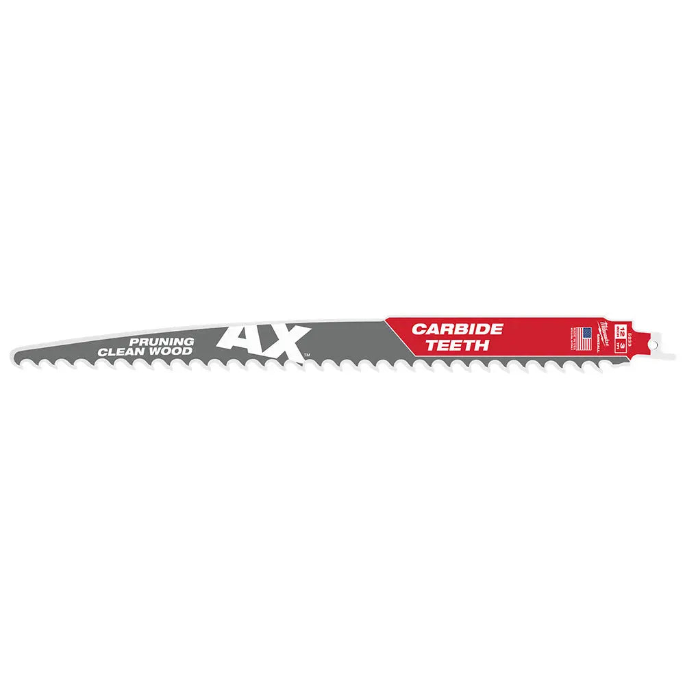 Milwaukee 48-00-5233 - 12" 3 TPI The AX™ with Carbide Teeth for Pruning & Clean Wood SAWZALL® Blade 1PK - Wise Line Tools