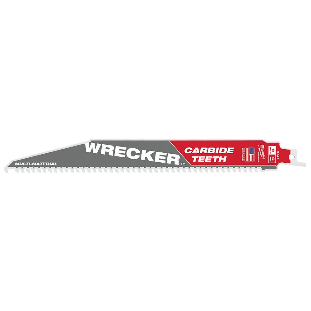 Milwaukee 48-00-5242 - 9" 6 TPI THE WRECKER™ with Carbide Teeth SAWZALL® Blade 1PK - Wise Line Tools