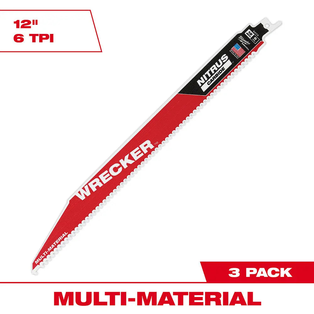 Milwaukee 48-00-5373 - 12" THE WRECKER™ with NITRUS CARBIDE™ 3PK - Wise Line Tools