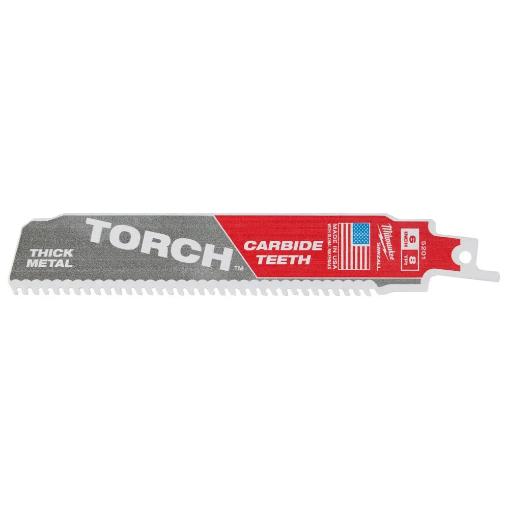 Milwaukee 48-00-5501 - 6" 8TPI THE TORCH™ Carbide Teeth Metal Cutting SAWZALL® Blade 5PK - Wise Line Tools