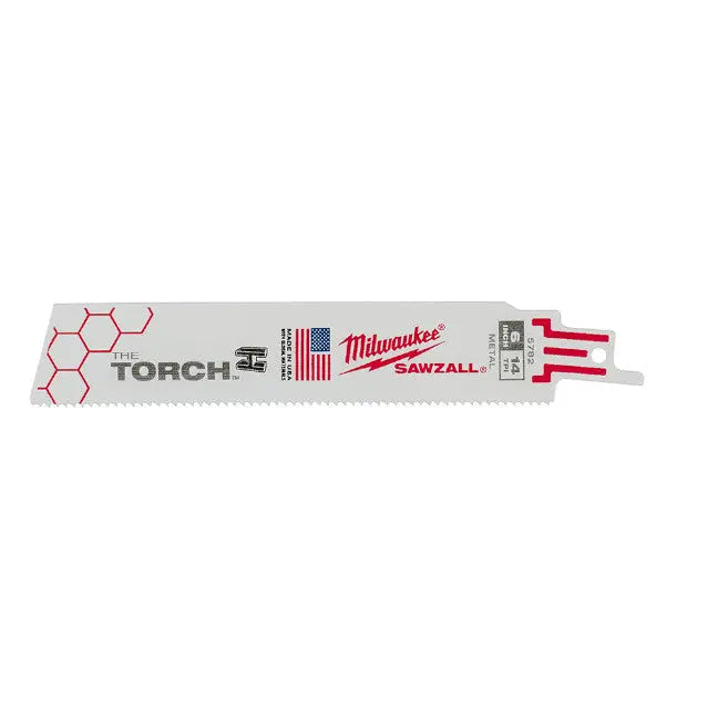 Milwaukee 48-00-5782 - 6" 14 TPI The Torch™ SAWZALL® Blades (5 Pk) - Wise Line Tools