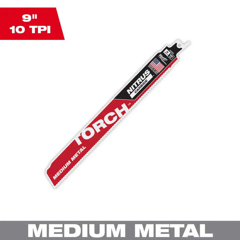 Milwaukee 48-00-6252 - 9" 10TPI The TORCH™ with NITRUS CARBIDE™ Teeth for Medium Metal 1PK - Wise Line Tools