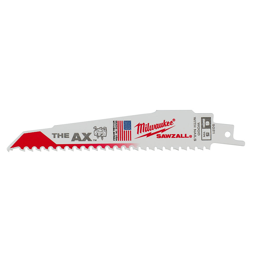 Milwaukee 48-00-8021 - 6" 5 TPI The Ax™ Sawzall®  Blade (25 Pk) - Wise Line Tools
