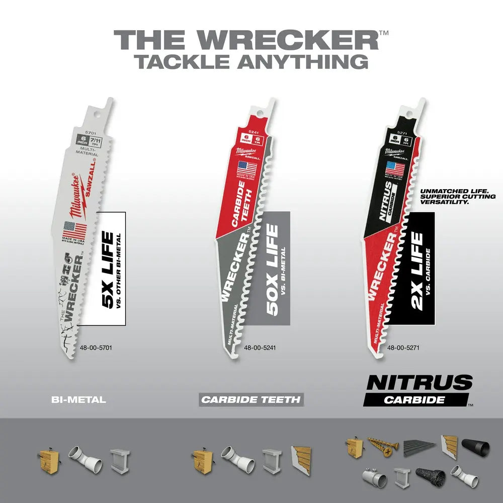 Milwaukee 48-01-7701 - The WRECKER™ Multi-Material SAWZALL® Blade 6" 7/11TPI BULK 100 MILWAUKEE