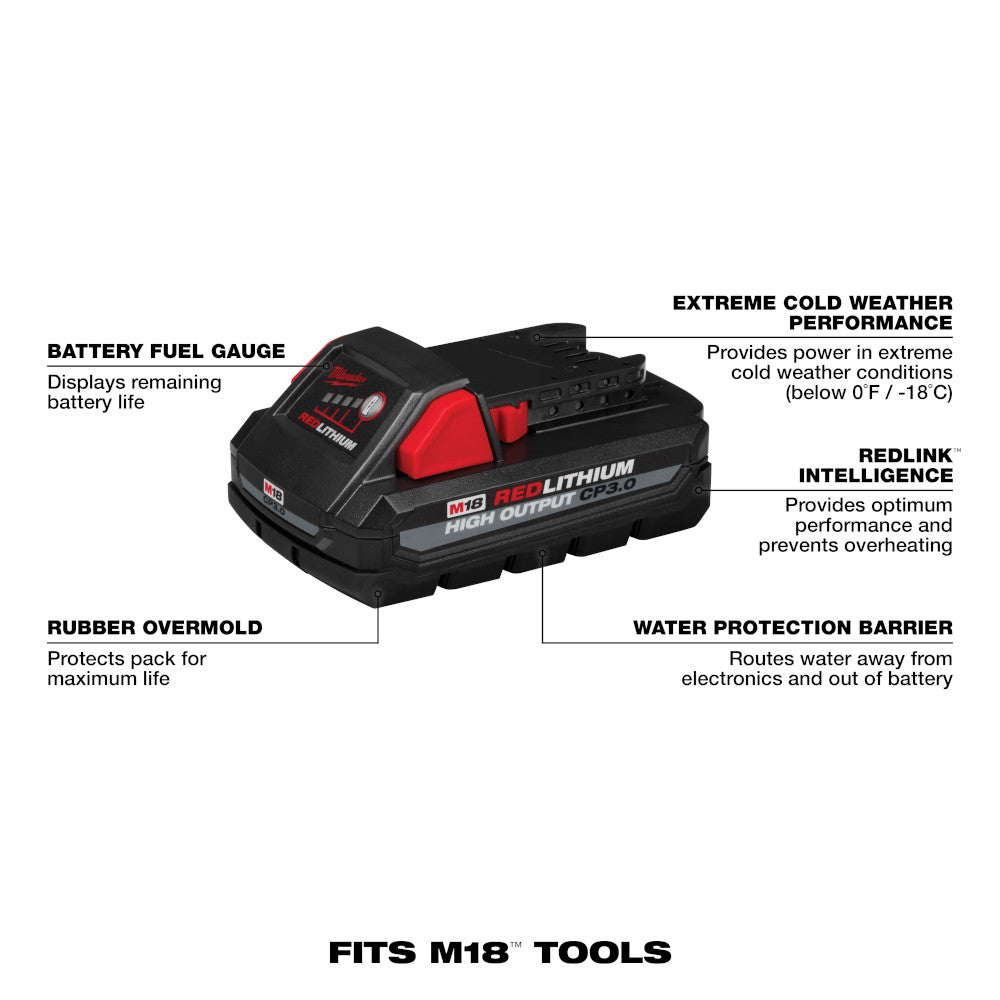 Milwaukee 48-11-1837 - M18™ REDLITHIUM™ HIGH OUTPUT™ CP3.0 Battery 2 Pack - Wise Line Tools