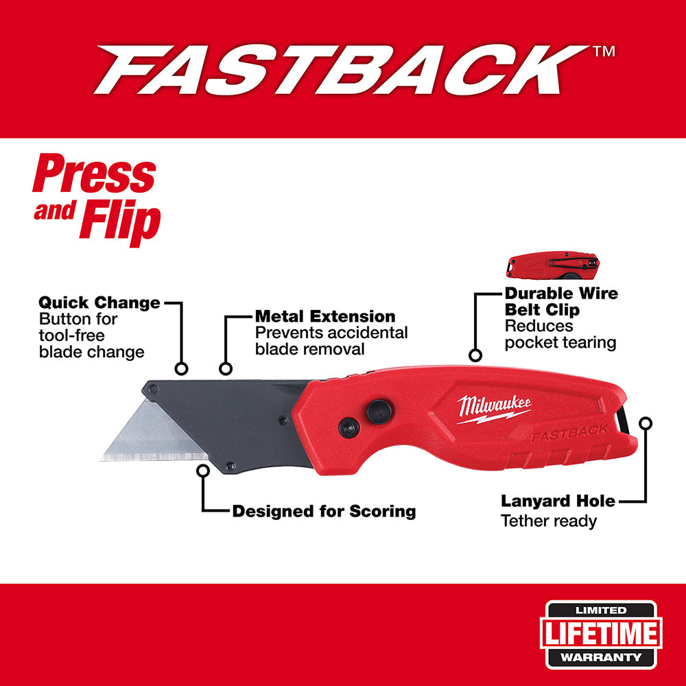 Milwaukee 48-22-1500 - FASTBACK™ Compact Folding Utility Knife - Wise Line Tools