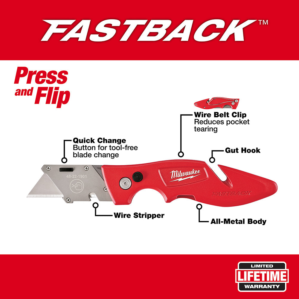 Milwaukee 48-22-1901 - FASTBACK™ Utility Knife - Wise Line Tools