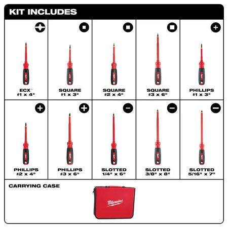 Milwaukee 48-22-2710 - 10pc Screwdriver Kit - Wise Line Tools