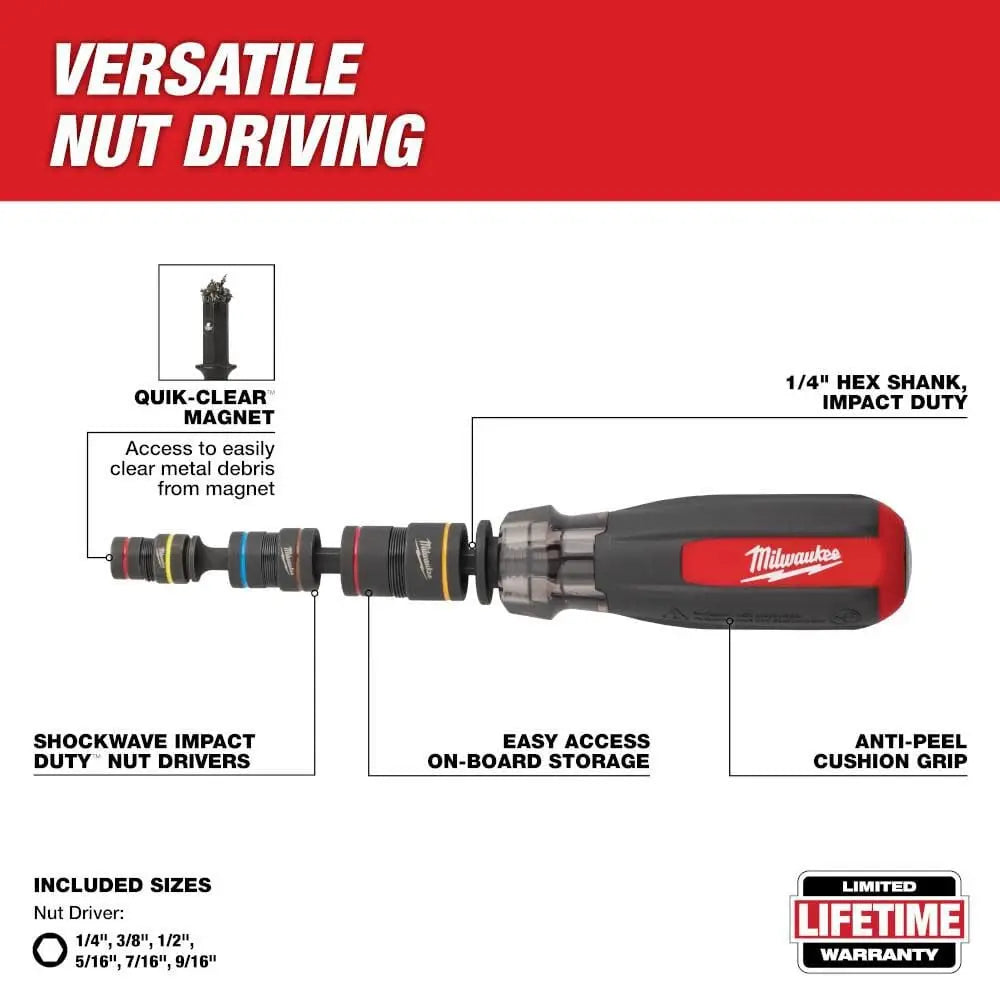 Milwaukee 48-22-2921 - Multi-Nut Driver W/ SHOCKWAVE Impact Duty™ Magnetic Nut Drivers - Wise Line Tools