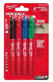 Milwaukee 48-22-3106 - INKZALL™ Fine Point Colored Markers (4 Pack) - Wise Line Tools