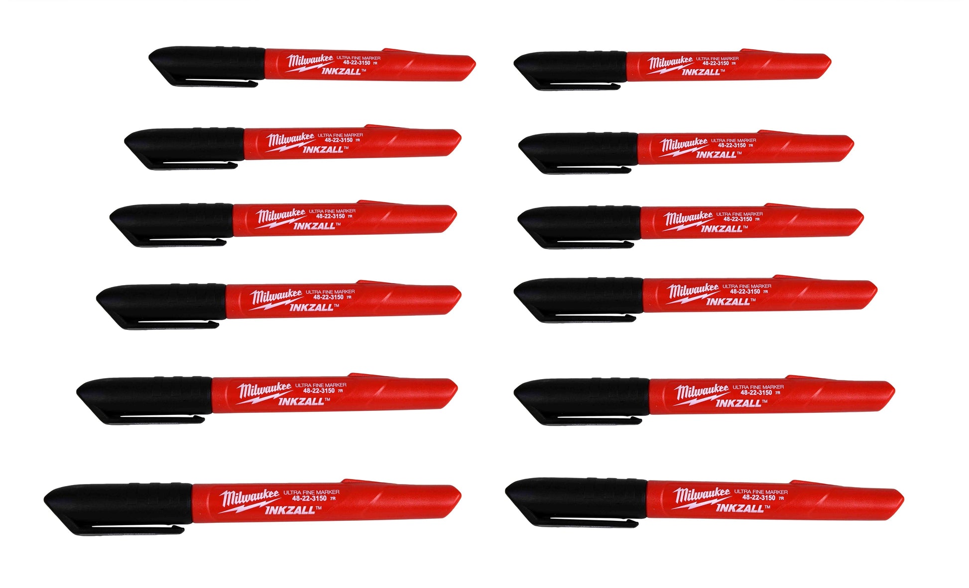 Milwaukee 48-22-3150 - 12 pk INKZALL™ Black Ultra Fine Point Markers - Wise Line Tools