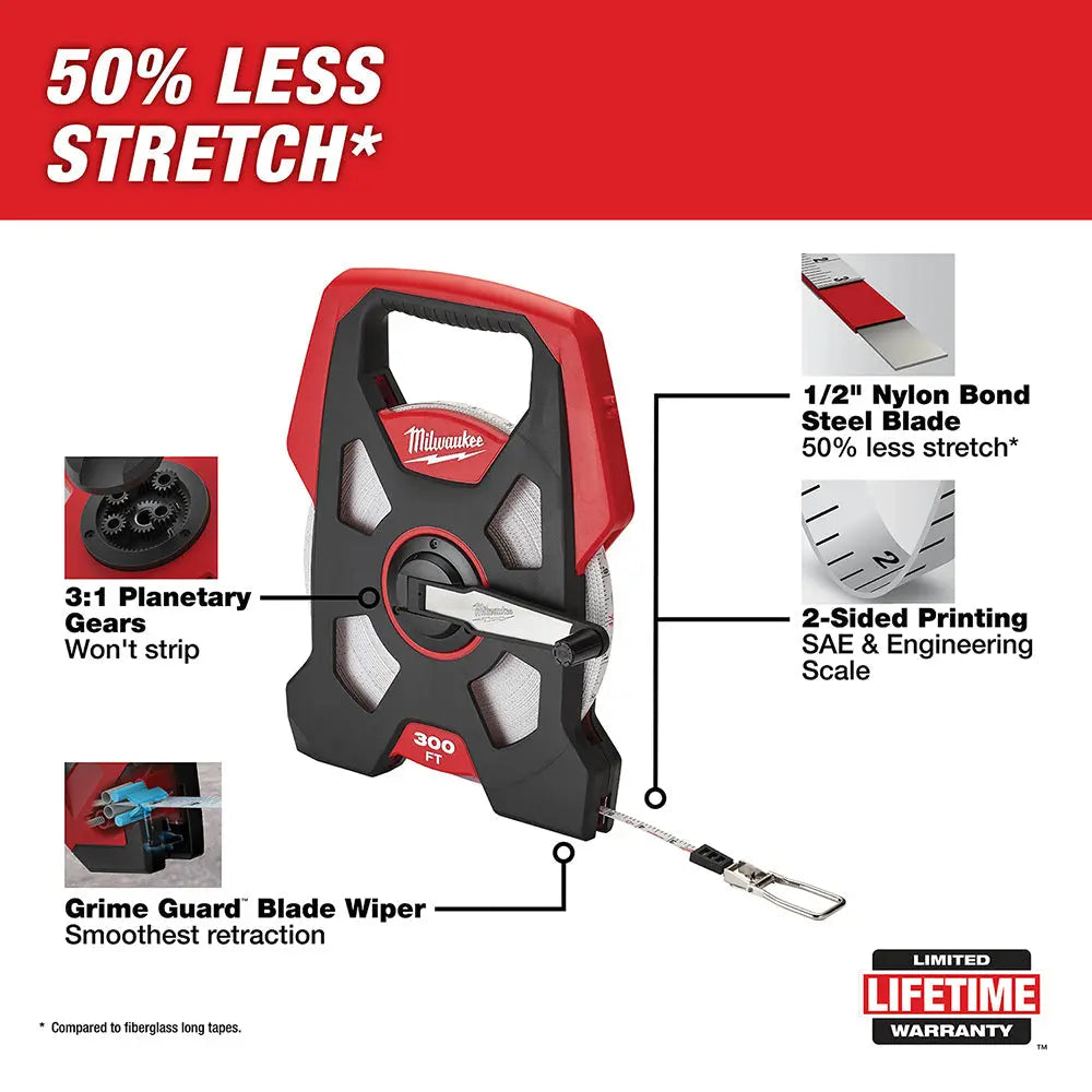 Milwaukee 48-22-5230 - 300 ft. Open Reel Long Tape - Wise Line Tools