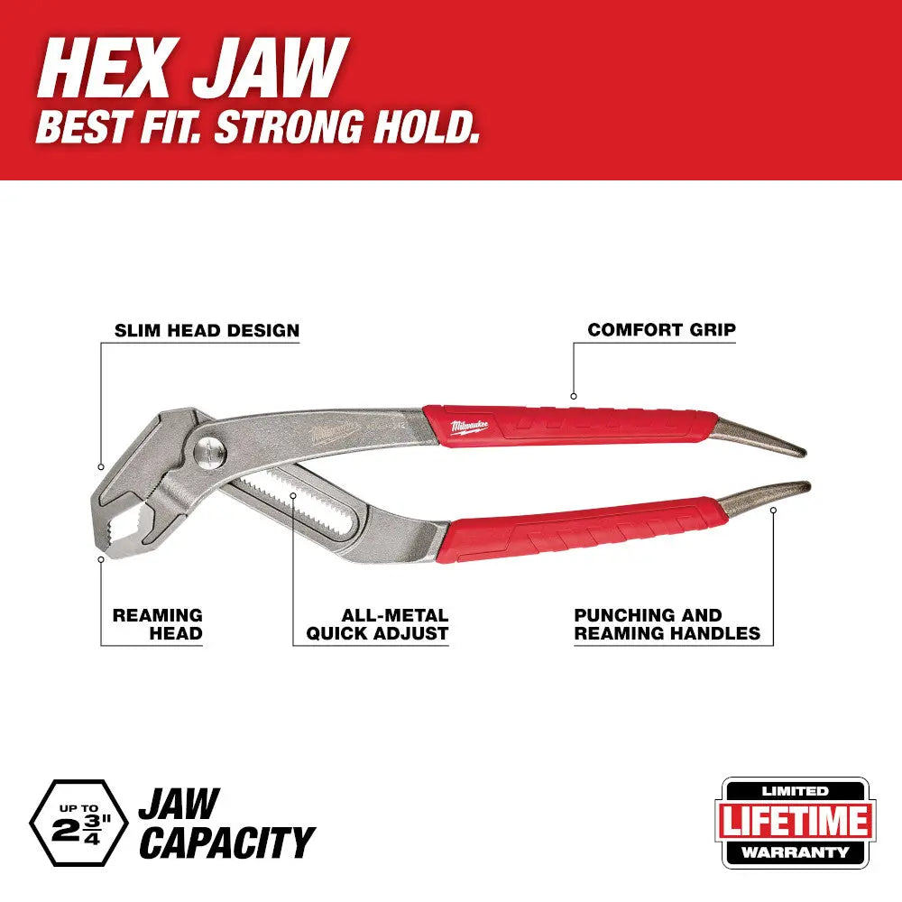 Milwaukee 48-22-6212 - 12 in. Hex-Jaw Pliers - Wise Line Tools
