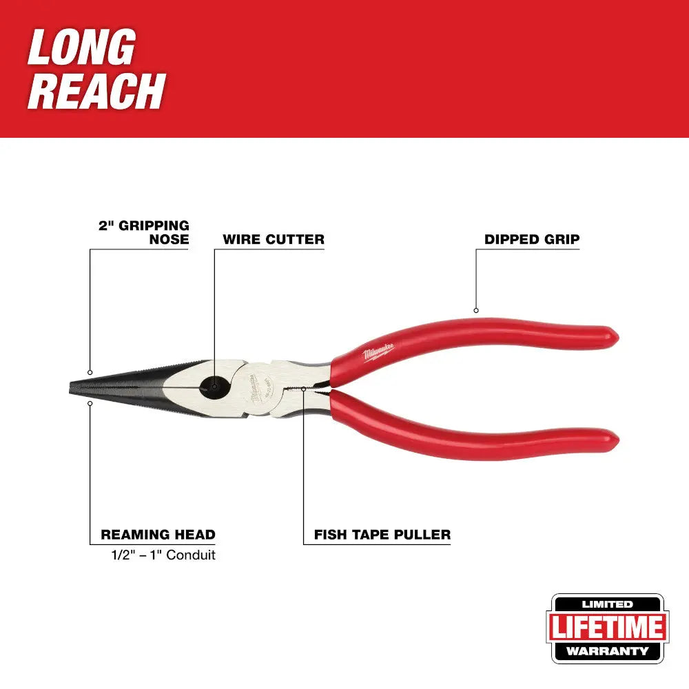 Milwaukee 48-22-6501 - Long Nose-Dipped - Wise Line Tools