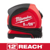 Milwaukee 48-22-6626 - 8 m/26 ft. Compact Tape Measure - Wise Line Tools